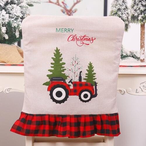 Christmas Chair Cover Red Black Plaid Chair Cover Decorative Chair Protector Christmas Party Decorations for Restaurant Hotel