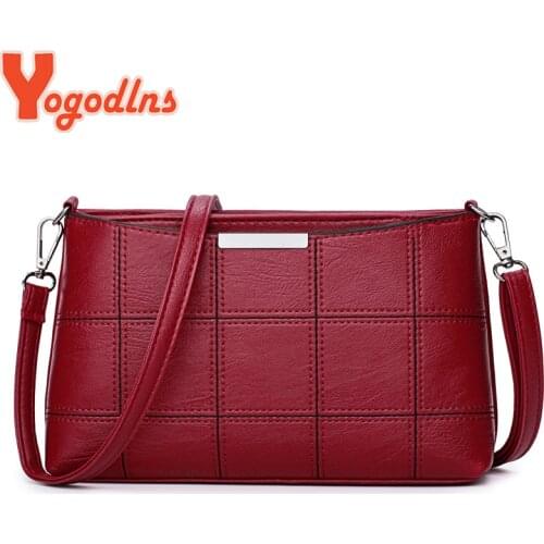 Yogodlns Women small solid Plaid Bag PU Leather Shoulder Bags Women Crossbody Bag Ladies Designer High Quality retro purse