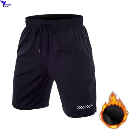 Spring Warm Fleece Lined Running Shorts with Pocket Men Gym Fitness Training Sweatpants Short Pants Quick Dry Jogging Sportswear