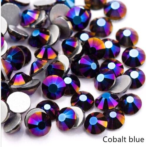 High Quality SS3-30 cobalt blue Rhinestones glu On For Clothes Non Hotfix Flat bottom Glass Stone