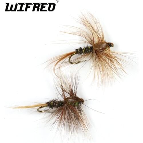 Wifreo 10PCS #8 Brown Hackle Golden Rib Herl Peacock Nymph Spinner Baetis Fly Bait Trout Fly Fishing Flies