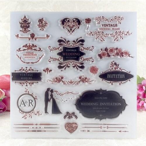 YLCS091 wedding sets silicone clear stamps for Scrapbooking DIY album cards decoration embossing folder rubber stamp 20.5*20.5cm