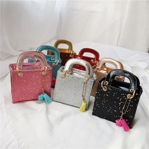 Luxury Designer Mini Kids Square Shoulder Bag Fashion High Quality Pu Leather Womens Handbag Sequins Chain Messenger Bags 2020