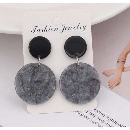 2019 Korean Fashion Jewelry Statement Drop Earrings for Women Vintage Geometric Black Acrylic Leopard Dangle Hanging Earring
