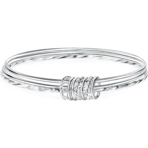 Fashion 925 Sterling Silver Woman Bracelet Three Circle Retro Chain Bangles Party Wedding Jewelry Charm Girl Gifts