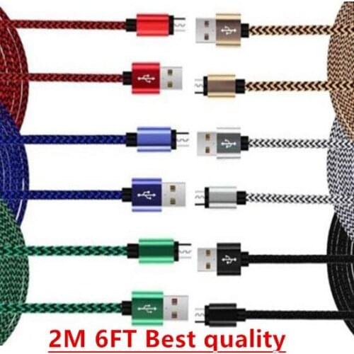 1m 2m Aluminium Alloy Fast Charger micro Fabric braided Nylon usb data sync charger for samsung s3 s4 s6