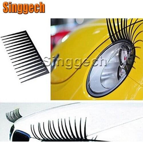1Pair 3D Car Fake Eye Lash Stickers Headlight Decoration For Nissan Qashqai X-TRAIL Juke TIIDA Note Almera March Jaguar XE XF XJ