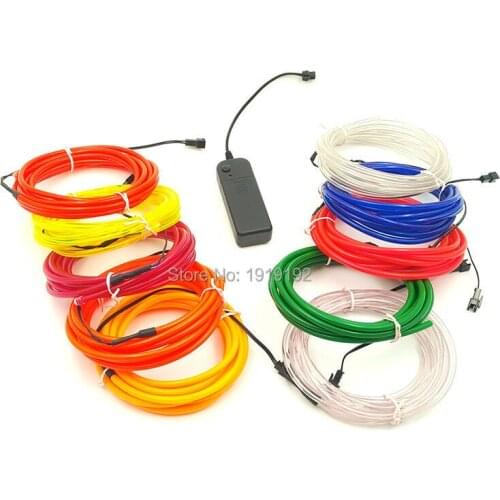 10 colors Select EL Wire Tube Rope 5.0mm with DC-3V Battery Powered Flexible Neon Cold Light Car Party Wedding Decoration