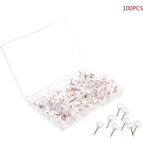 100pcs Rose Gold Pushpins Thumb Thumbtack Board Round Ball Drawing Wall Studs K3KB