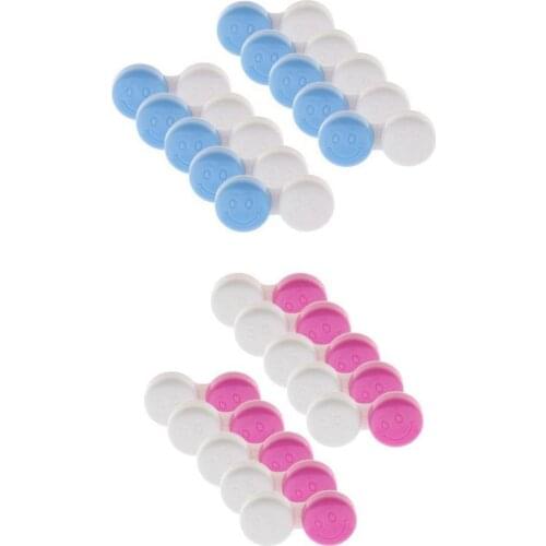 20pcs Plastic Travel Care Contact Lens Holder Storage Box Cases Pink and Blue