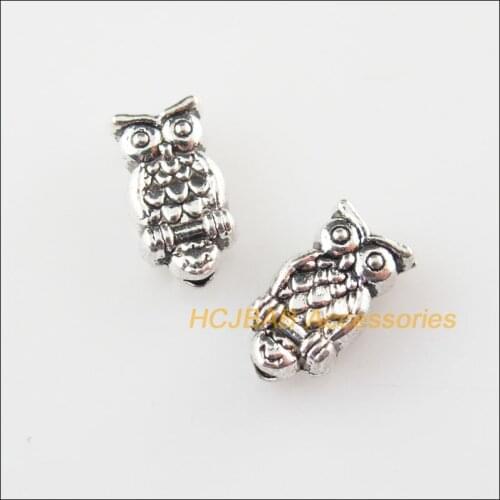 35Pcs Tibetan Silver Color Animal Owl Birds Spacer Beads Charms 5x10mm