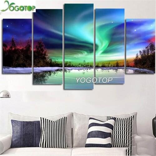 Diy Diamond Painting Northern Lights 5D Full Drill Mosaic Diamond Embroidery puzzle Home Decor natural scenery 5 Pieces ML1221
