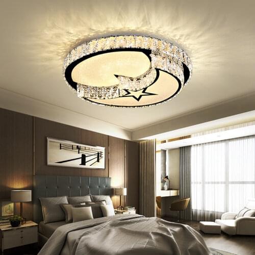 Household led ceiling lamp simple atmosphere warm romantic room round crystal lamp living room lamp WF107352