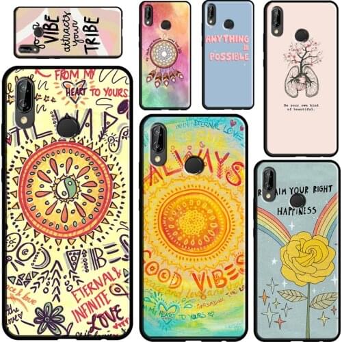 Positive Good Vibe Quote Case For Huawei P30 Lite P40 P20 Pro Mate 20 Lite P Smart Z 2019 2021 Nova 5T Cover Shell