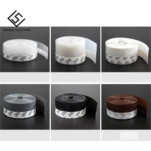 Black 6m Length Window Door Bottom Self Adhesive Silicone Rubber Seal Weathering Strip Door Sealing Bar Window Sealing Tape 2