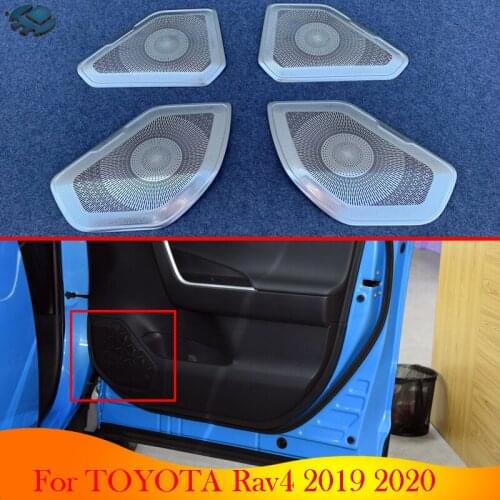 For TOYOTA Rav4 2019 2020 Decorate Accessories Speaker Cover Interior Trim Side Door Stereo Bezel Collar Ring Garnish Molding