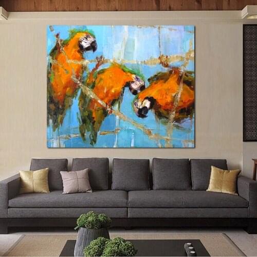 JQHYART Limey Miami Parrot Wall Art Oil Painting Canvas Prints Pictures For living Room Bedroom Home Decor
