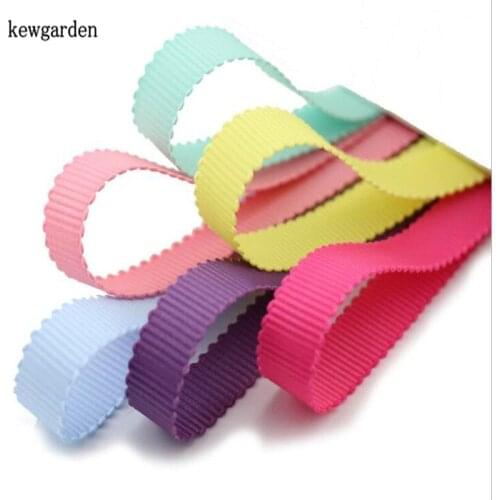 Kewgarden Wave Edge Grosgrain Ribbon 10mm 3/8" Handmade Tape DIY Bow Accessories Satin Ribbons Packing Riband Wholesale 50 Yards