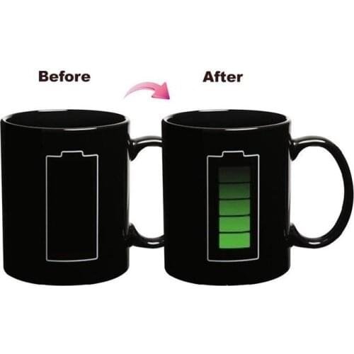 Low Battery Coffee Mugs Colour Changing Heat Sensitive Ceramic Surprise Gifts Magic Tea Cup Cats Pet