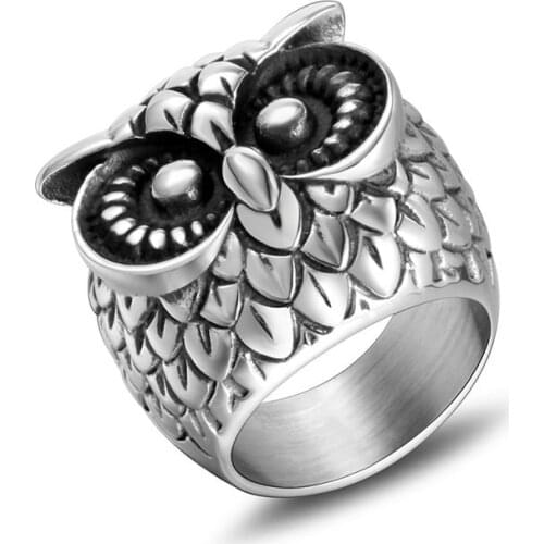 Cool Owl Rings For Women Men High Quality Fine Polish Never Fade 316L Stainless Steel Vintage Ring Statement Jewelry Gift 2020