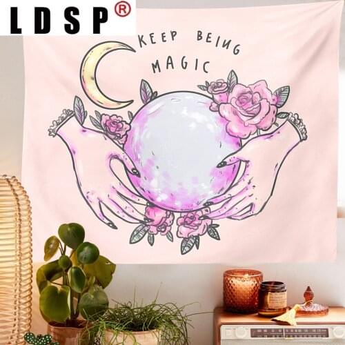 LDSP Pink Witchcraft Magic Hand Tapestry Wall Hanging Rugs Background Cloth Beach Mat Blanket Art Bedroom Dorm Home Decor