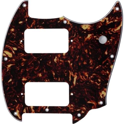 Musiclily Pro 9 Holes Round Corner HH Guitar Pickguard 2 Humbuckers for Squier Bullet Series Mustang, 4Ply Tortoise Shell