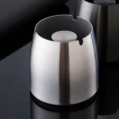 Stainless Steel Ashtra Y 8x8x7.5 Cm With Lid Windproof Round Ashtra Y For Indoor & Outdoor In Stock Drop Shipping