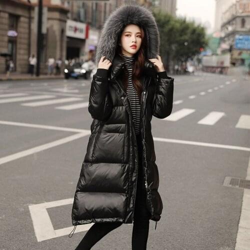Real Natural Fur 2019 New Winter Jacket Women Loose Duck Down Jacket Female Long Down Parka Thick Hooded Coat Plus Size Overcoat