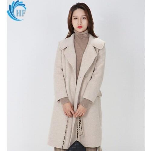 2021 Autumn/Winter Womens Coat Casual Windbreaker Double-sided Alpaca Wool Coat Woolen Coat Mid-length V-neck New Clothes