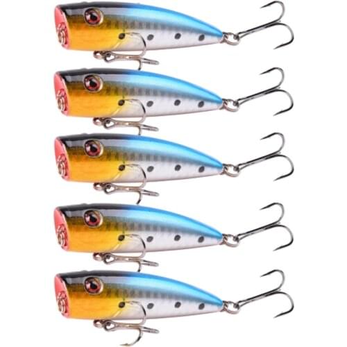 Popper Fishing Lures 9.3g 6.8cm 5PCS Wobblers Floating Topwater Swimbait Carp Bass Fishing Tackles Artificial Bait For Trout