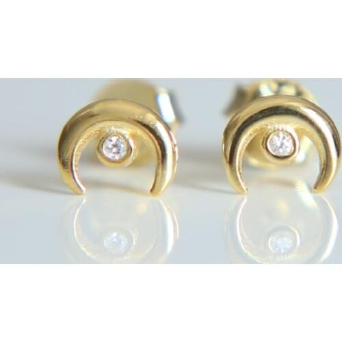 Simple delicate moon tiny moon small moon stud yong girl gift dainty 925 sterling silver very tiny moon earring