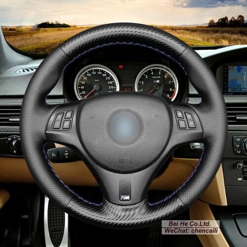 DIY Hand Stitching PU Carbon Fiber Black Leather Car Steering Wheel Cover for BMW M3 E90 E91 E92 E93 E87 E81