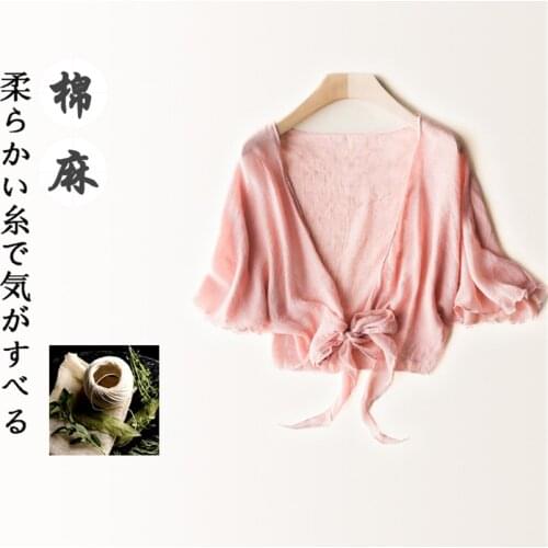 2019 New Fashion Summer Elegant Women Cotton Linen Shawl Capes Lady White Wraps Bow Tie Wrap Bolero Accessories Coat Tops WZ771