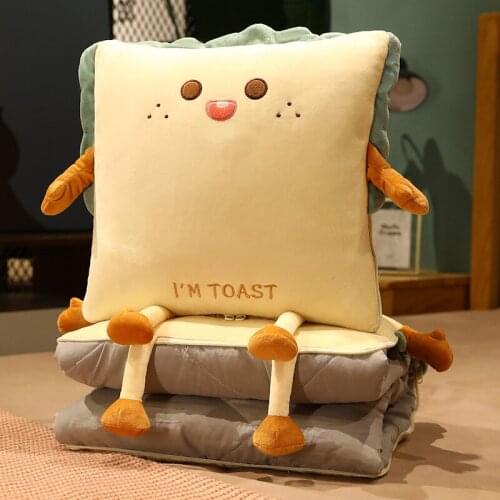 Cartoon Bread Folding Pillow Quilt Dual-use Two-in-one Baby Adult Nap Blanket Air Conditioning Quilt Summer Creative Baby Gifts
