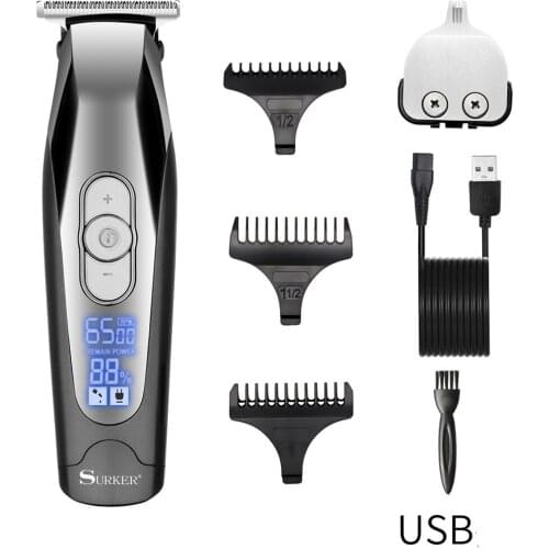 Surker hair trimmer sk-553 USB rechargeable hair clipper haircut machine hair carving 2in 1 head oil head clipper