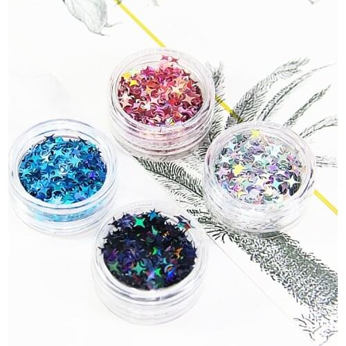 1 Box Four-pointed Star Holographic Nail Art Slices Sequins Ultra-Thin Glitter Confeti Flakes Laser Manicure Cosmetic Glitter