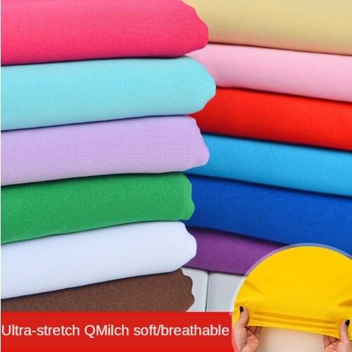 Milk silk jersey knit fabric by the meter four side elastic spandex cloth Latin dance clothing sewing brocade White black blue