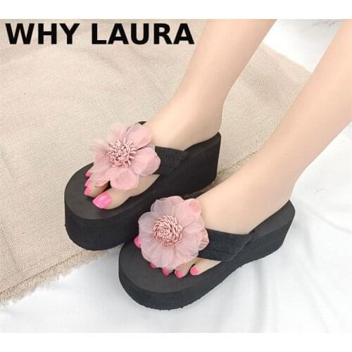Summer 2021 Womens Sandals, flip-flops, outdoor womens slippers, platform soles, womens beach shoes with flowers, Jelly shoes
