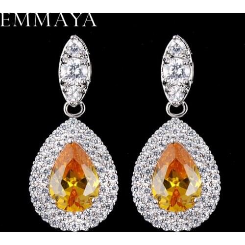 EMMAYA AAA Cubic Zirconia Classic Big Drop Crystal Earrings with Tiny CZ Luxury Bridal Wedding Earrings for Women Wholesale