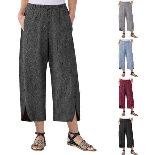 2021 Womens Corduroy Wide Leg Pants Loose Pocket Straight Bifurcated Trousers Casual Fashion Simple Daily Pants Брюки Женские