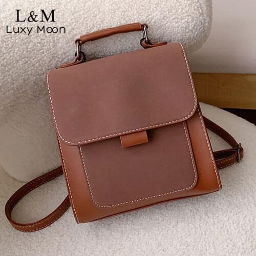 Women Backpack Female High Quality Scrub Leather Book School Bags For Teenage Girls Sac A Dos Travel Rucksack Mochilas XA646H