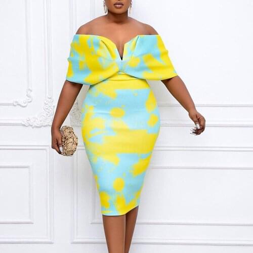 Women Bodycon Dress Summer 2021 New Arrivals Plus Size Sexy Off Shoulder Bodycon Dress XL Celebrity Club Night Party Dress