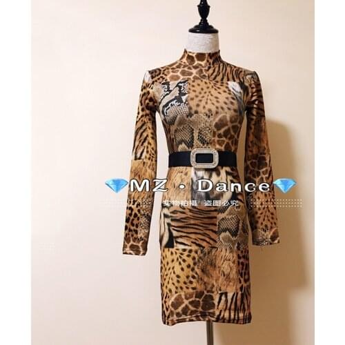 Leopard Latina Dance Dress Women Salsa Dance Outfit Designer Clothes Stage Costume Ballroom Practice Wear Sumba Dancewear JL2511