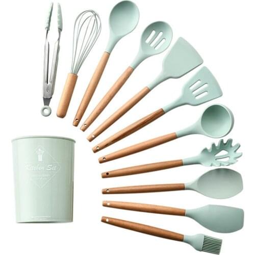 1PC Silicone Turner Soup Spoon Spatula Brush Scraper Pasta Server Egg Beater Kitchen Utensils Cooking Tools Kitchenware Set