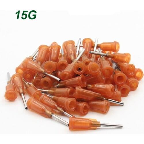 100pcs 15G Precision passivated S.S. Dispense Tip with PP Safetylok hub, 0.5" Tubing Length glue dispenser needles DropShipping