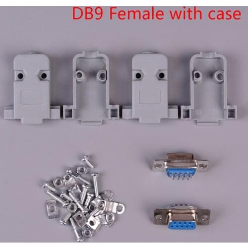 2Set Connector RS232 Serial Port Connectors DB9 Female Male Socket Shell Plastic Plug Connector 9pin COM Socket Adapter New