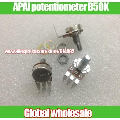 5pcs APAI 148-type single potentiometer B50K / shaft length 15MMF / stepping 41 points / big Curved legs