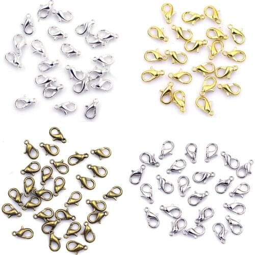 50Pcs Lobster Clasps Hooks Chain Closure For Bracelets Necklaces Jewelry Making DIY Findings 12x6mm