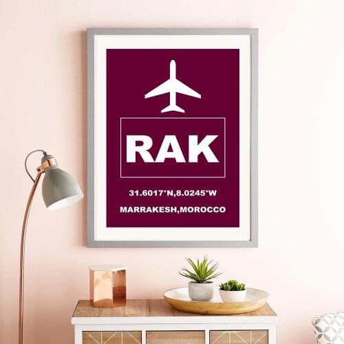 RAK Marrakesh Menara International Airport Aviation Poster Art Poster Art Print Wall Canvas Painting Wall Art for Living Room