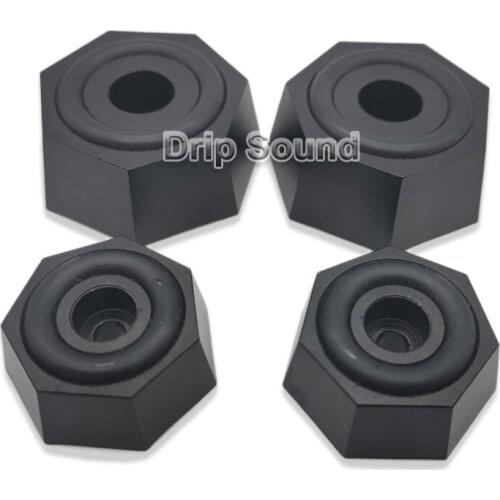4pcs Aluminum Audio Speaker Heptagonal Spike Pad Stereo Woofer Amplifier Rubber Shockproof Base Pad 40mm/30mm